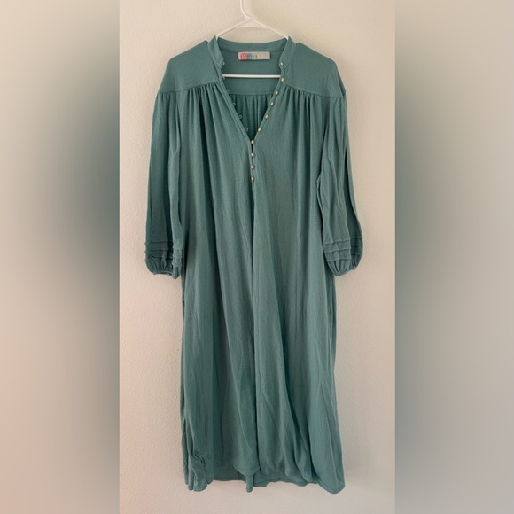 FREE PEOPLE BEACH PRIMROSE MAXI DRESS LOOSE OVERSIZED SIDE SLITS BOHO SIZE XS - Picture 1 of 12